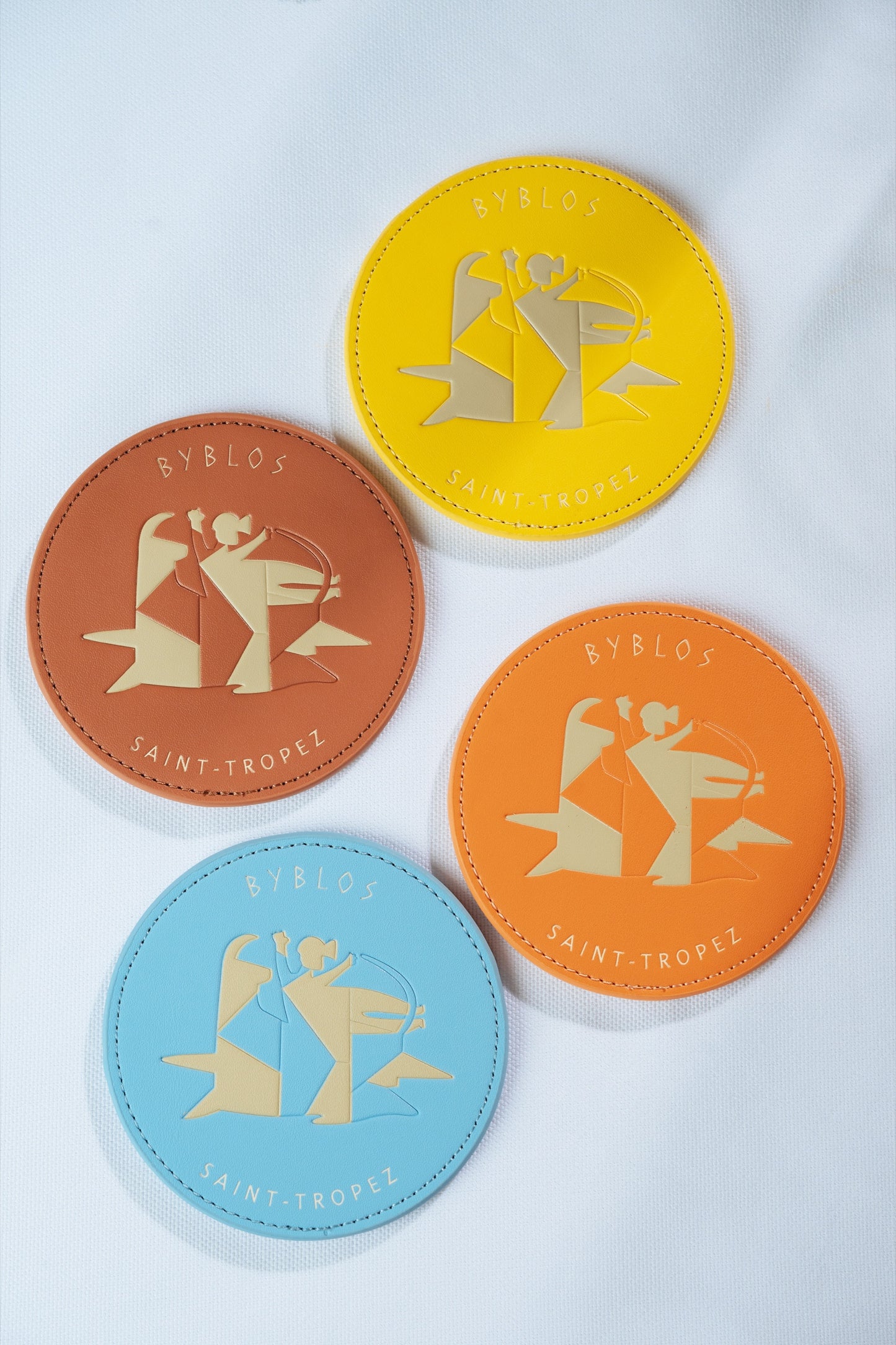Set de 4 dessous de verre en cuir Byblos